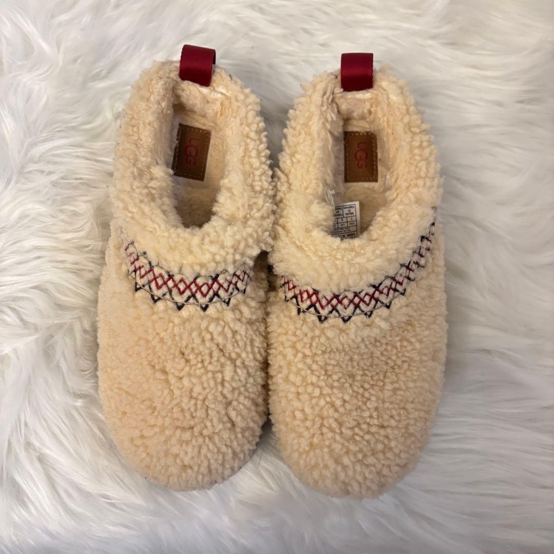 【希少】UGG タズ ヘリテージ ブレイド ムートン 厚底 ベージュ スリッポン