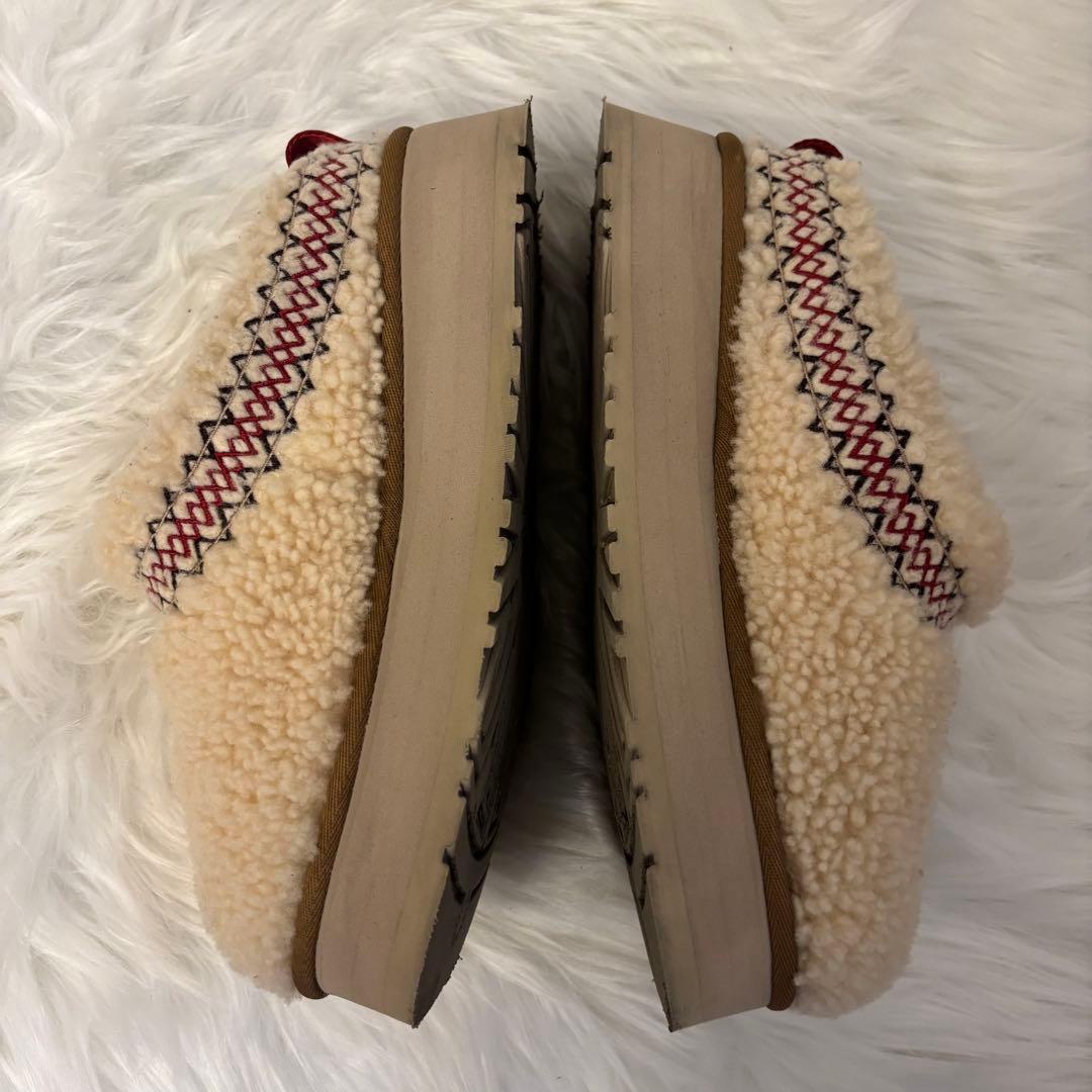 【希少】UGG タズ ヘリテージ ブレイド ムートン 厚底 ベージュ スリッポン
