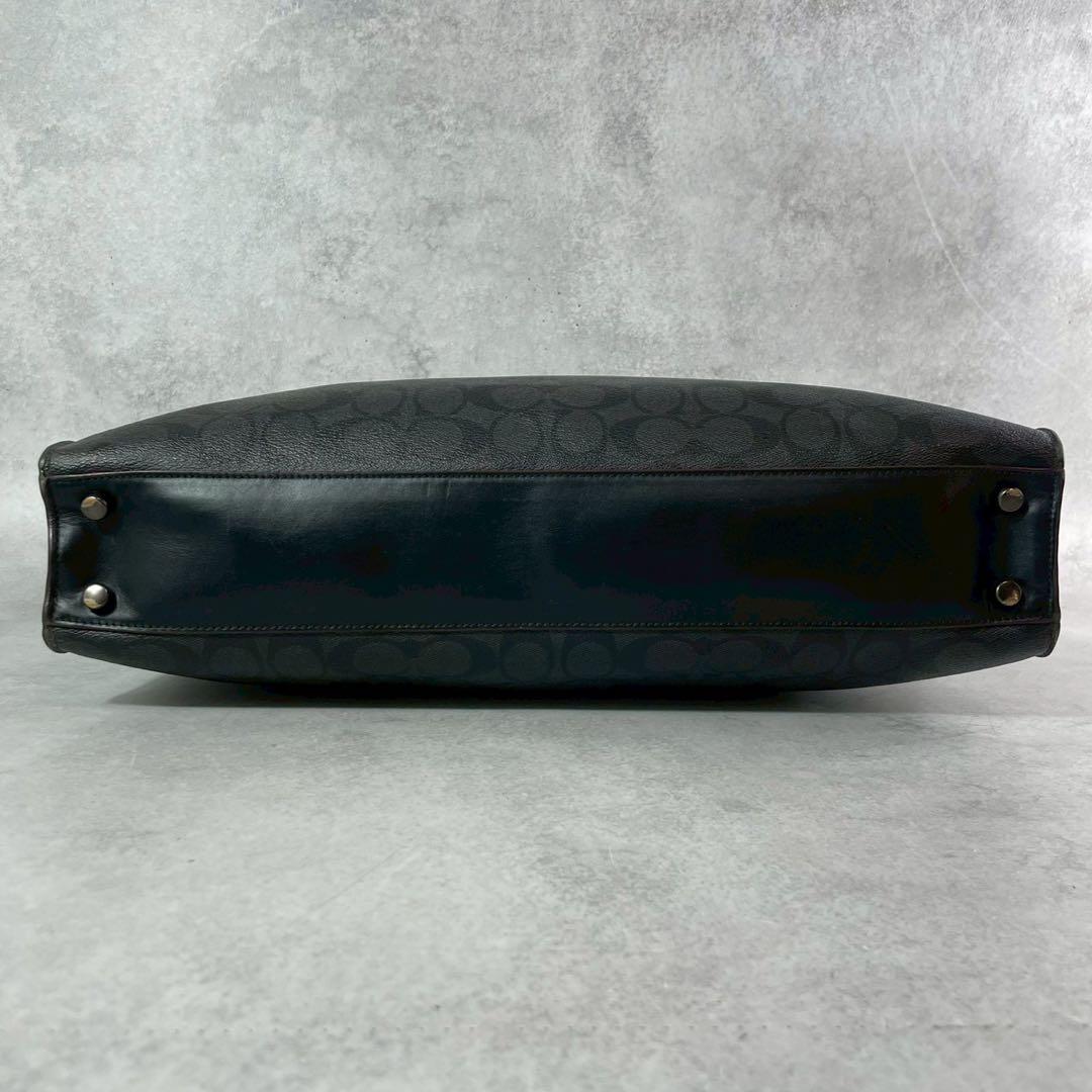 コーチ　2way ビジネスバッグ　シグネチャー PVC レザー　ブラック