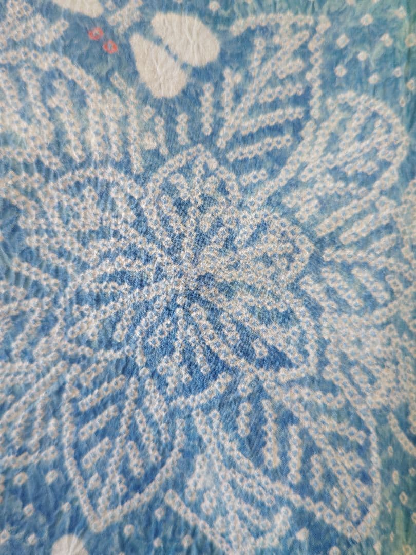 有松鳴海絞り　綺麗な水色に珍しいトンボ柄　爽やかなお品