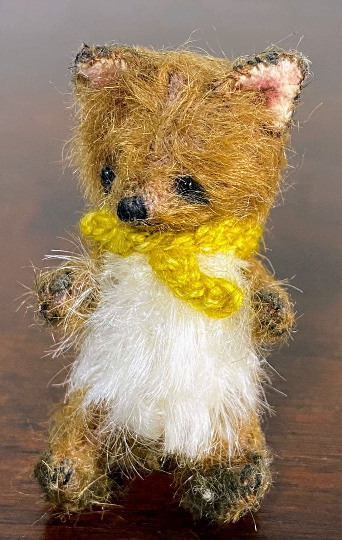 moriのえほん様　黄色スカーフのたぬき　ぬいぐるみ　ミニチュア　ハンドメイド