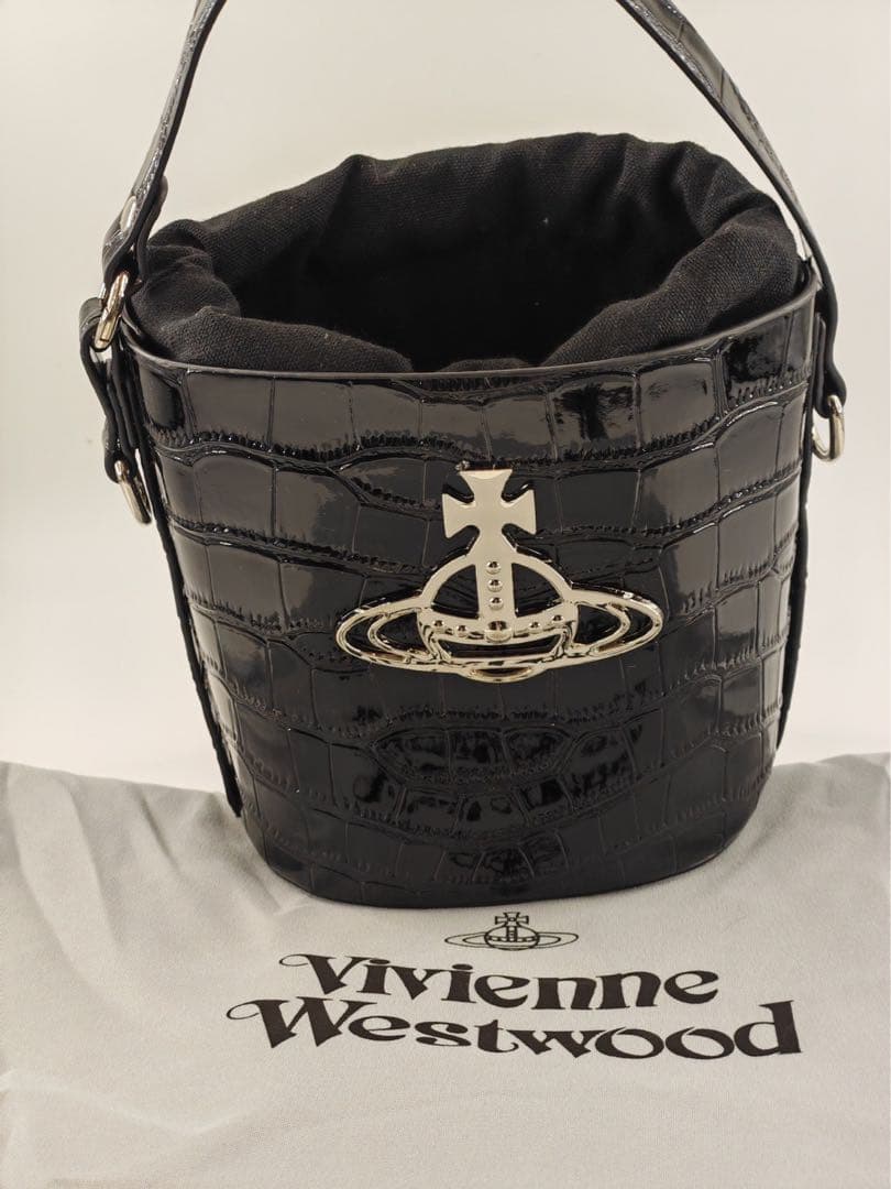 Vivienne Westwood クロコ型押しミニバケットバッグ ブラック美品