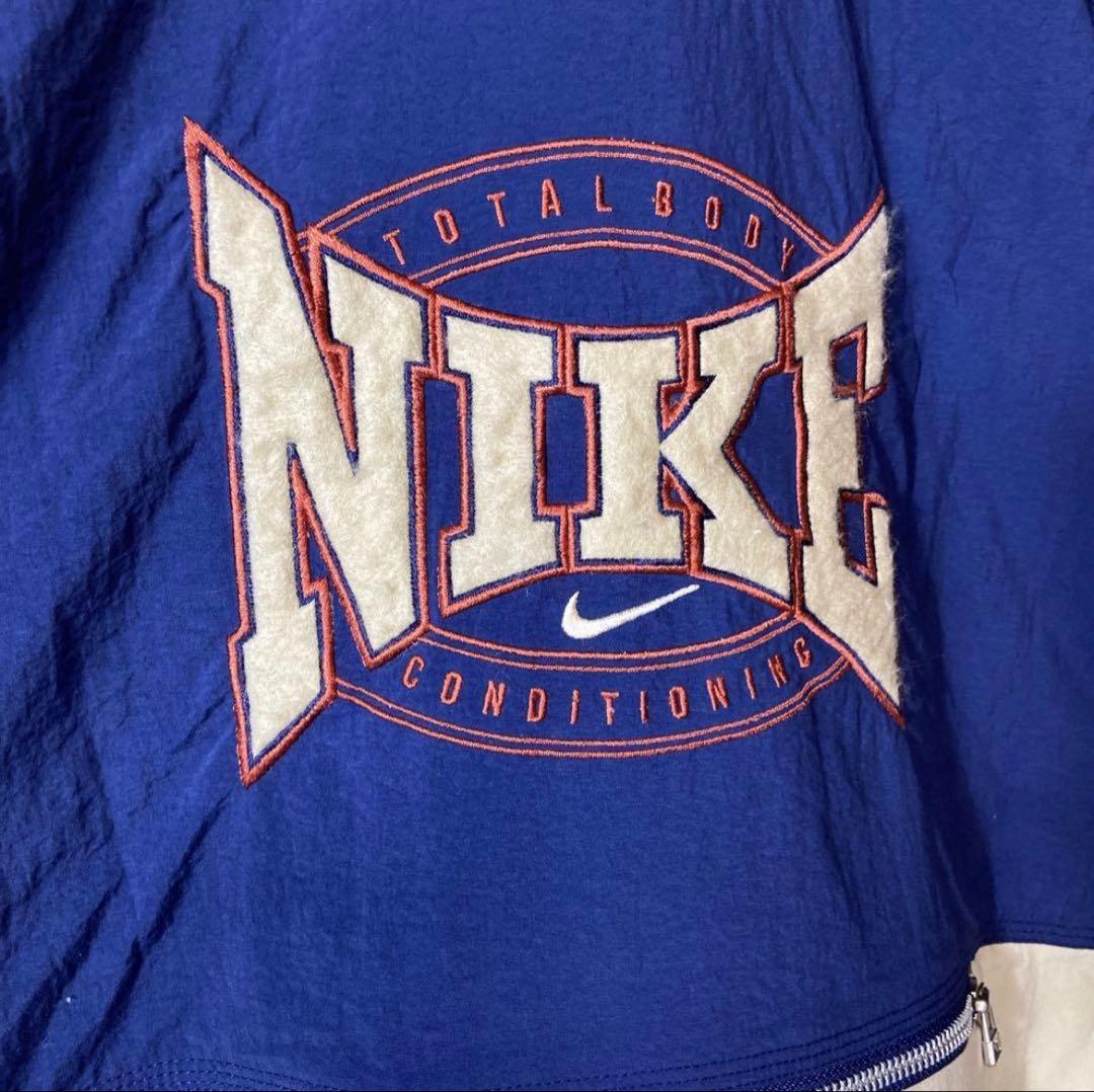 【背面ビッグ刺繍ロゴ◎】NIKEナイロンジャケット古着銀タグMツートンカラー