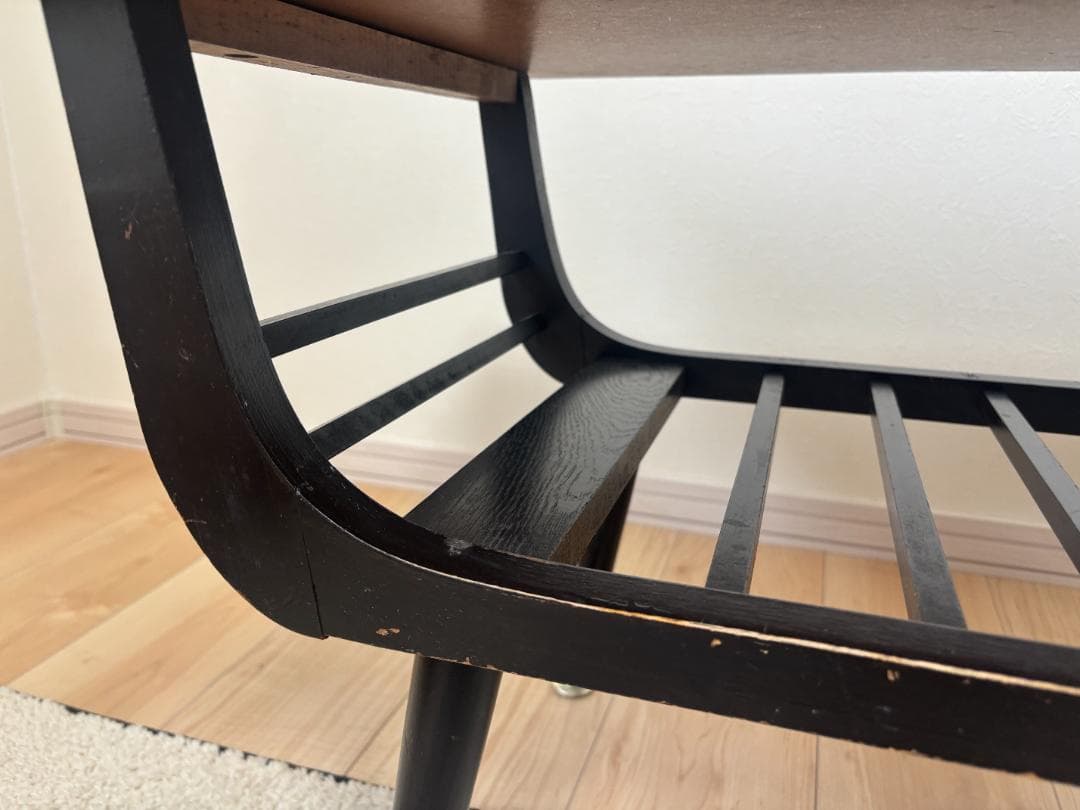 昭和レトロ ミッドセンチュリ　テーブル センターテーブル　木製 棚付き 希少