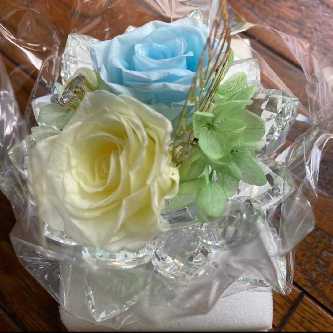バラ アジサイ ブリザーブドフラワー 蓮花 クリスタルガラス お仏壇 お供え花