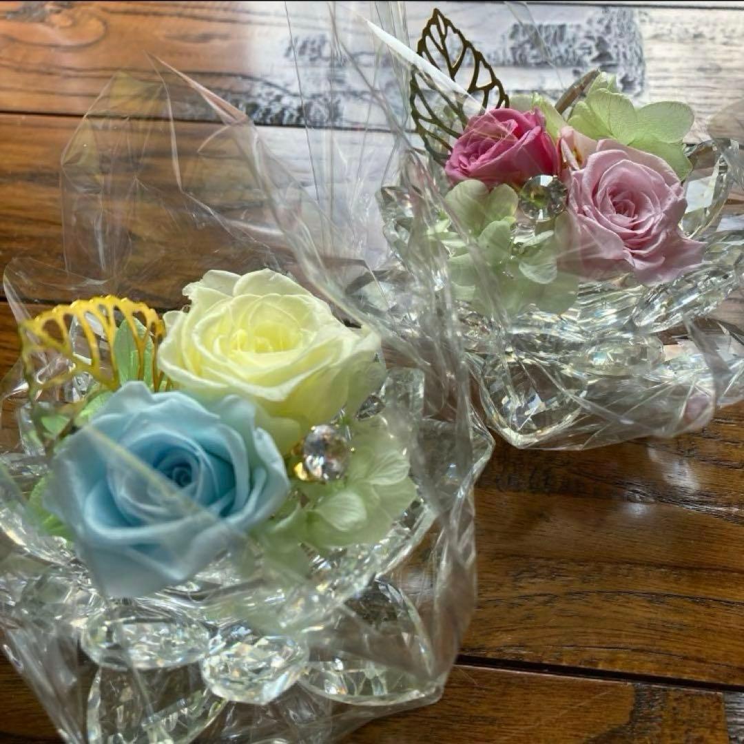 バラ アジサイ ブリザーブドフラワー 蓮花 クリスタルガラス お仏壇 お供え花