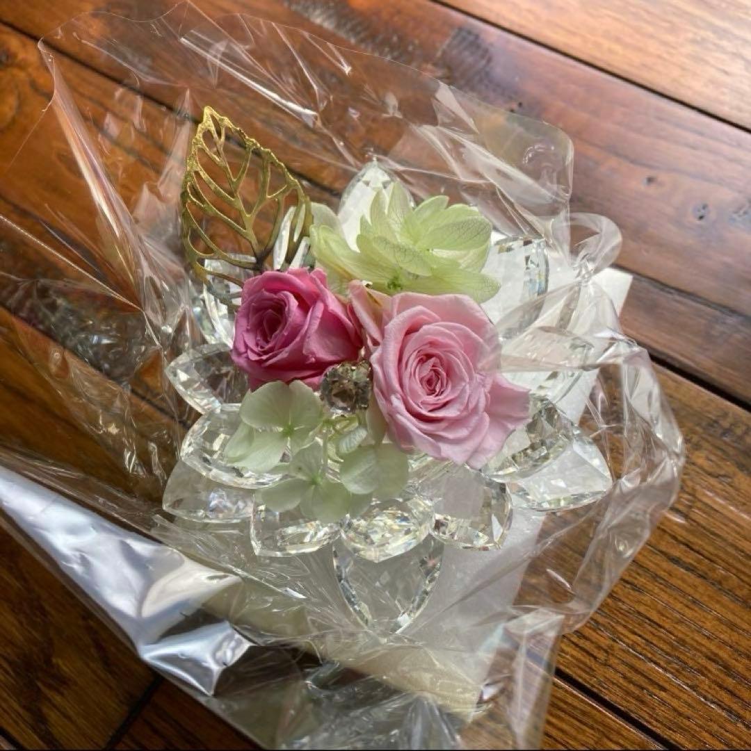バラ アジサイ ブリザーブドフラワー 蓮花 クリスタルガラス お仏壇 お供え花