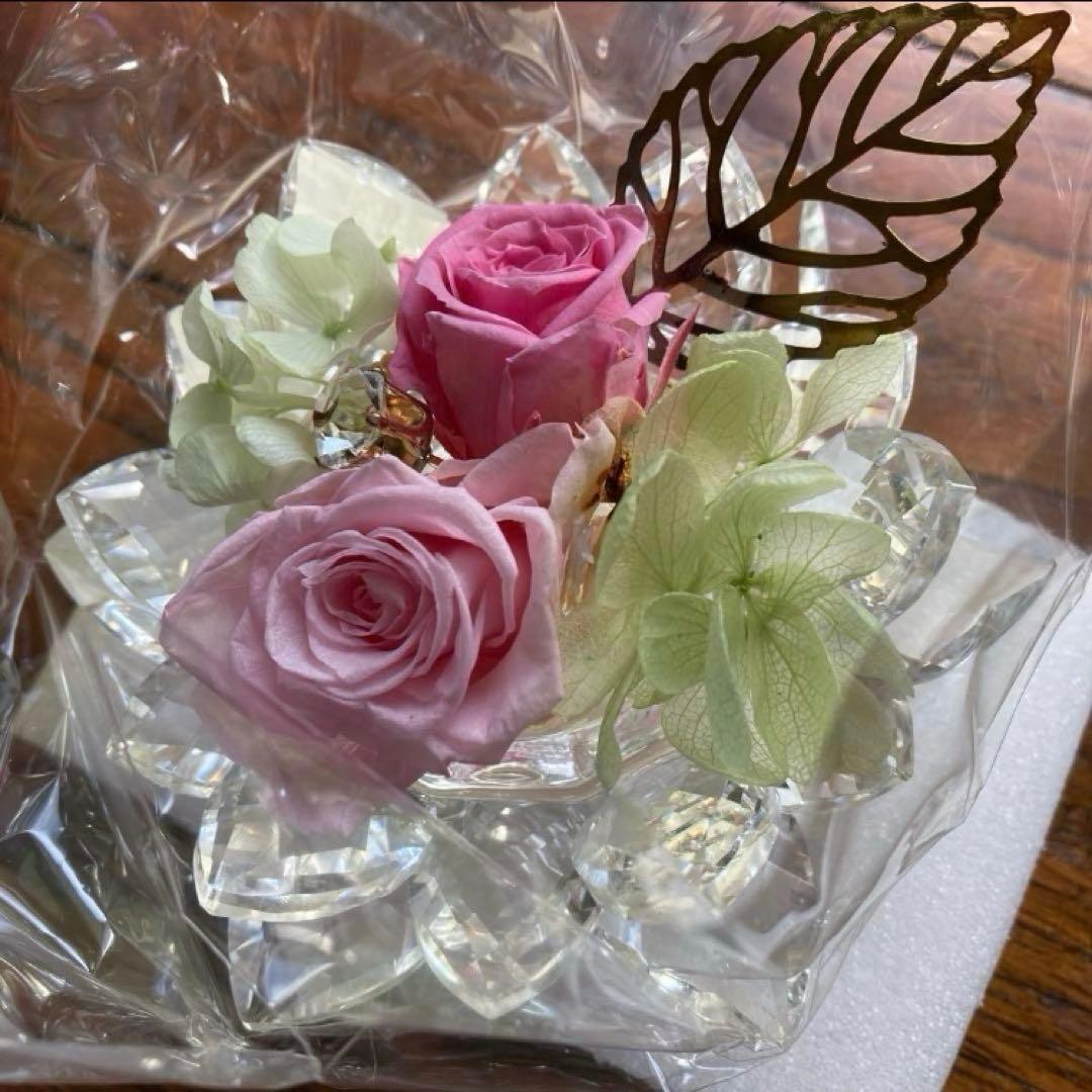 バラ アジサイ ブリザーブドフラワー 蓮花 クリスタルガラス お仏壇 お供え花