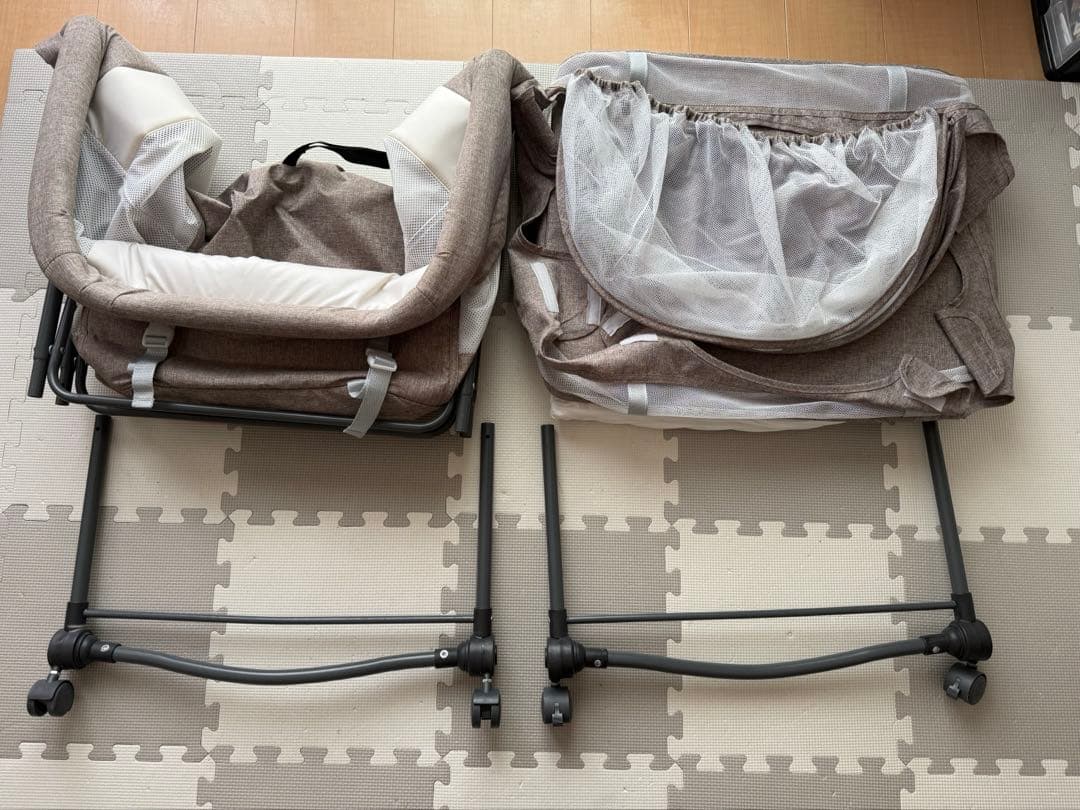 【美品】折りたたみベビーベッド コンパクト 持ち運び便利 出産準備