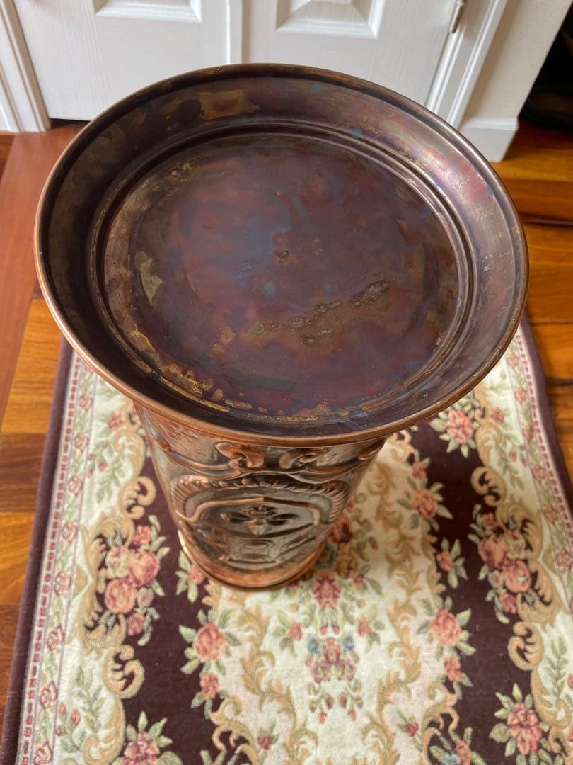 Trebelli イタリア　傘立て　銅　百合の紋章　アンティーク