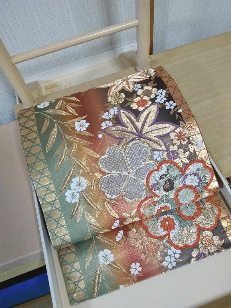 専用 最終値下げ F-274 訪問着 金彩 暈し 袷 鶴 松 梅 緞子 美品