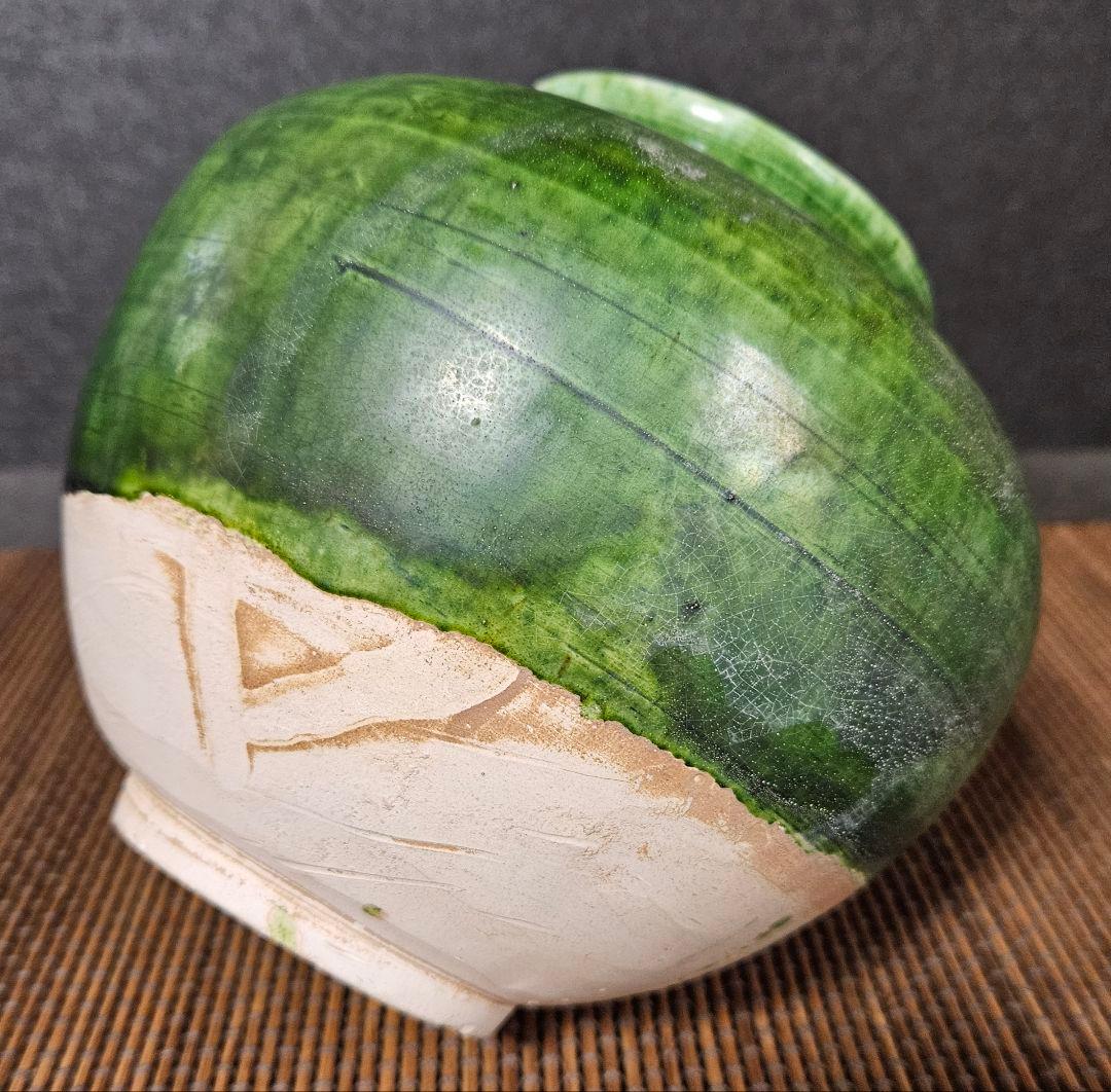 中国古美術　中国古陶磁器　中国古玩　遼時代　遼緑釉　丸壺　罐　漢緑釉　古代中国