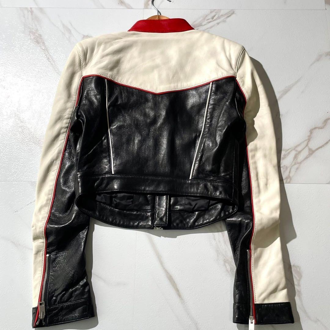 未使用　定価22万　ディーゼル Dロゴ　ライダース　レザージャケット レッド