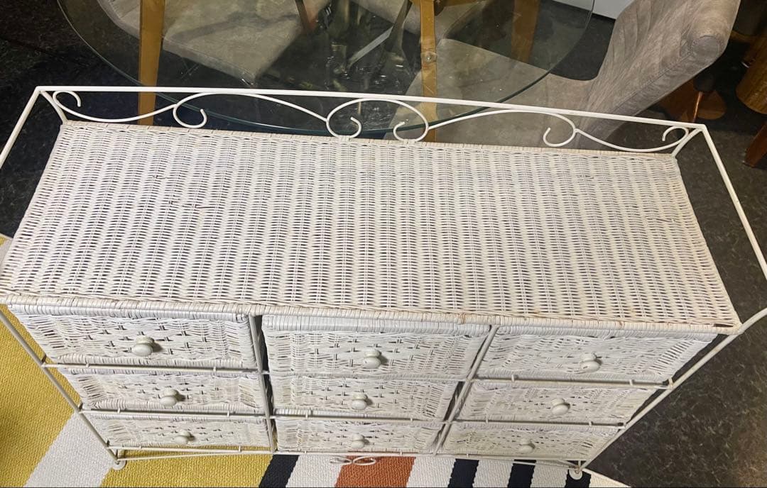 ラタンチェスト ランドリーチェスト ホワイト アンティーク調