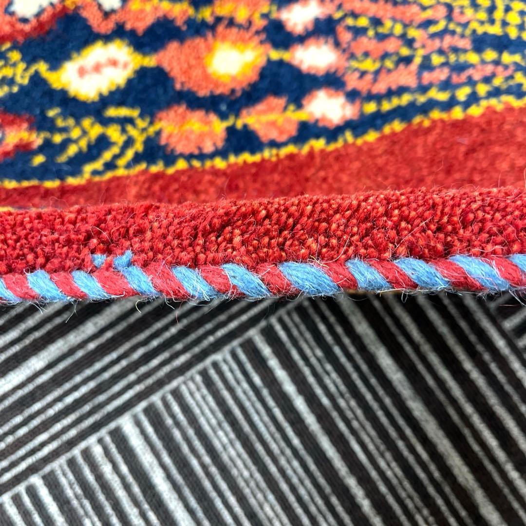 【T】早い者勝ち✨ペルシャ　ギャッベ　玄関マット　ラグ86x58cm　茜色　孔雀