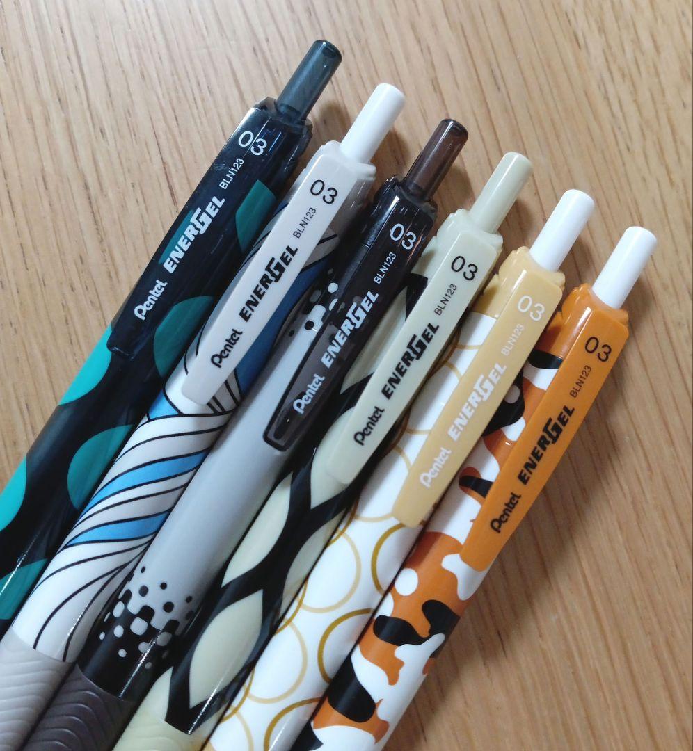 エナージェル　エス　ボールペン　0.3mm　限定　猫柄　6本　コンプリートセット