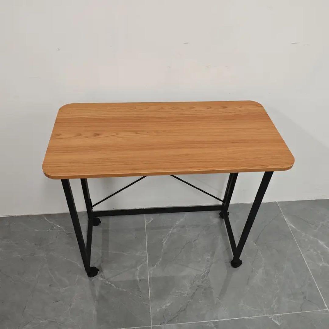 折りたたみテーブル　勉強机　安いキャスター付　移動式　省スペースコンパクトデスク