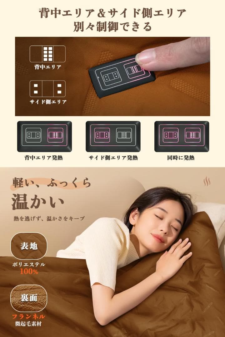 電気毛布 ひざ掛け ブランケット 3段階温度調節