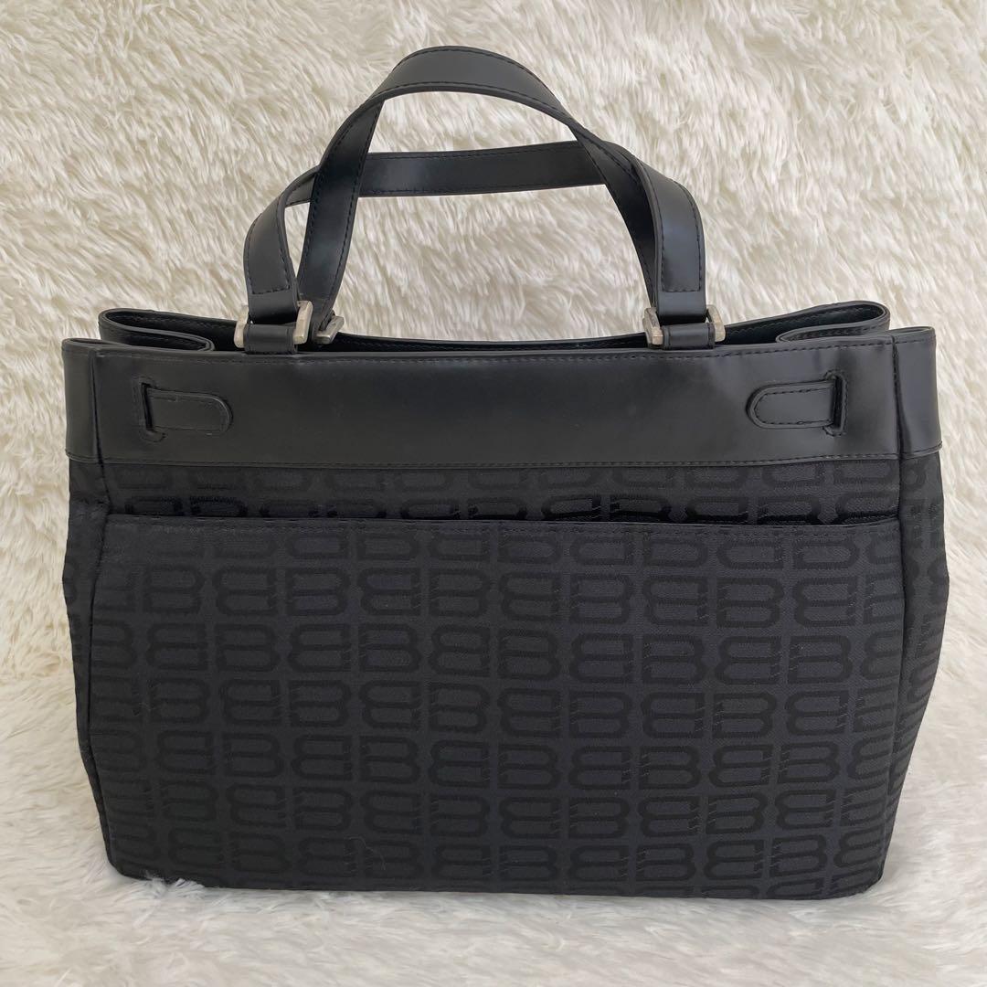 新品未使用 バレンシアガ トートバッグ BB柄 キャンバス レザー ブラックA4