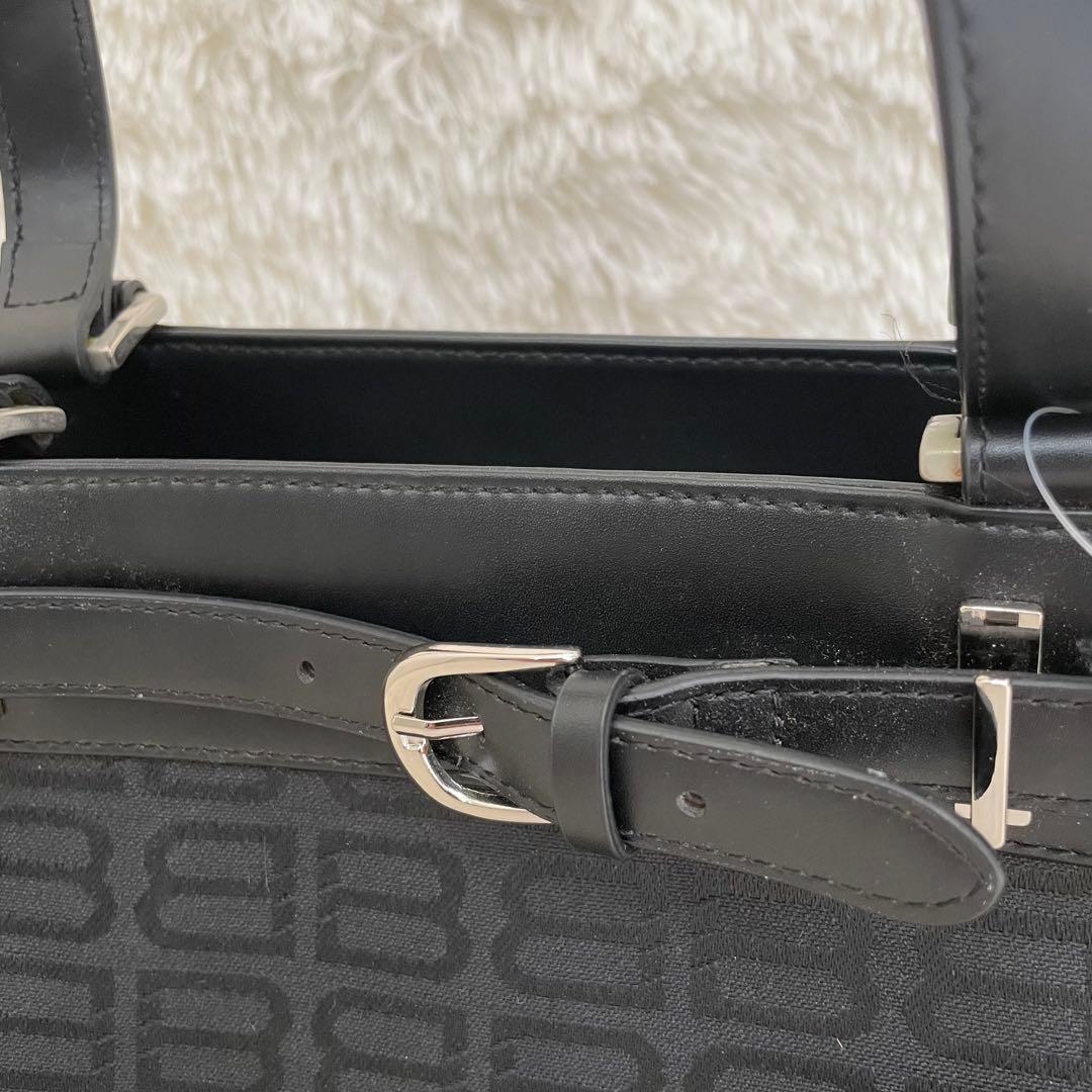 新品未使用 バレンシアガ トートバッグ BB柄 キャンバス レザー ブラックA4