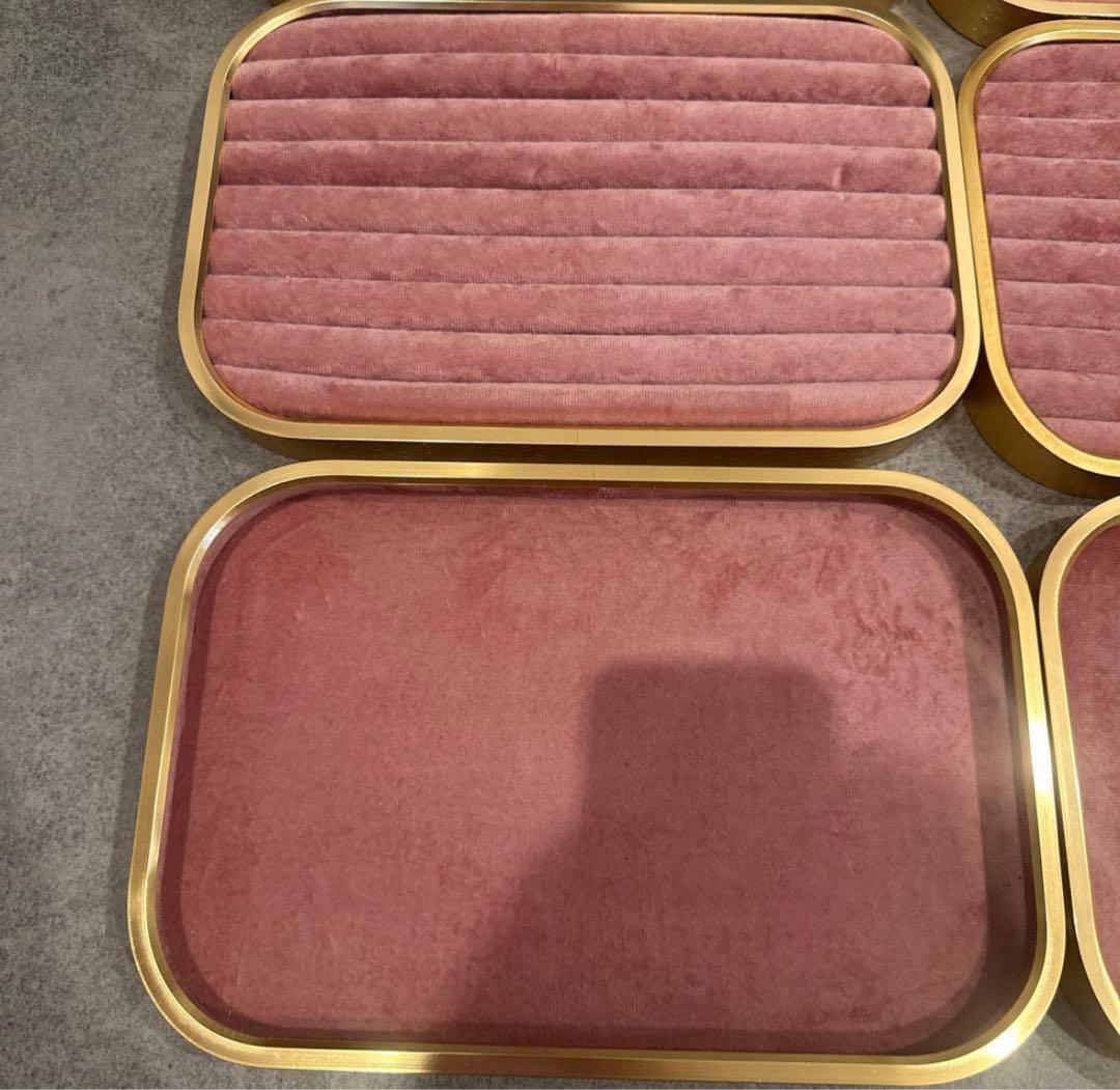 ピンク ベロア トレイ 7枚セット 什器 リングケース リングトレイ
