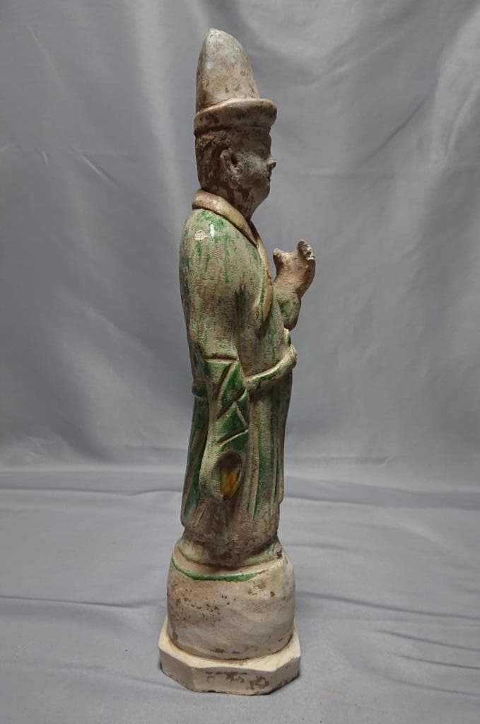 コレクター収集品　中国　唐三彩　立像　36.5cm