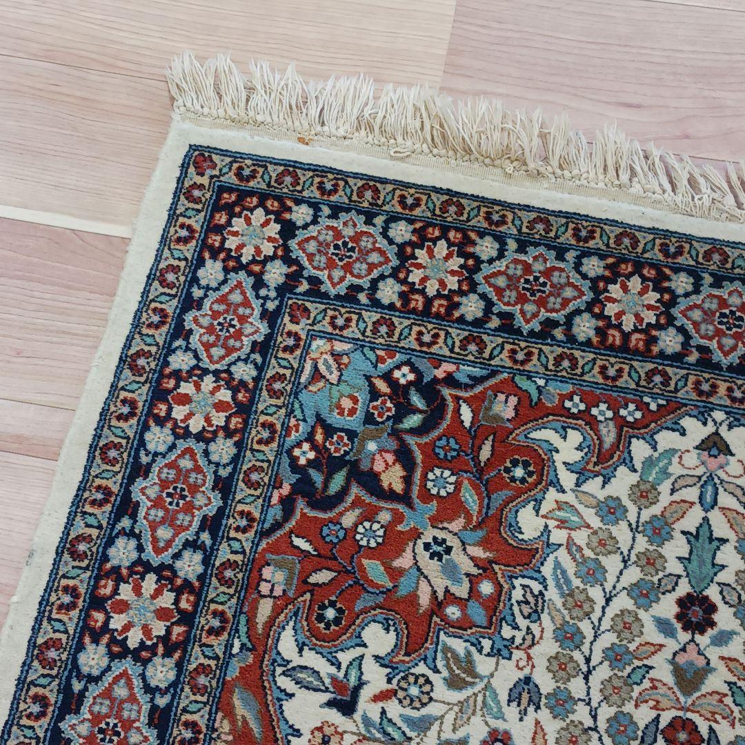 Y2651 高級トルコ絨毯 ウール 手織り 158×96㎝ 小花柄