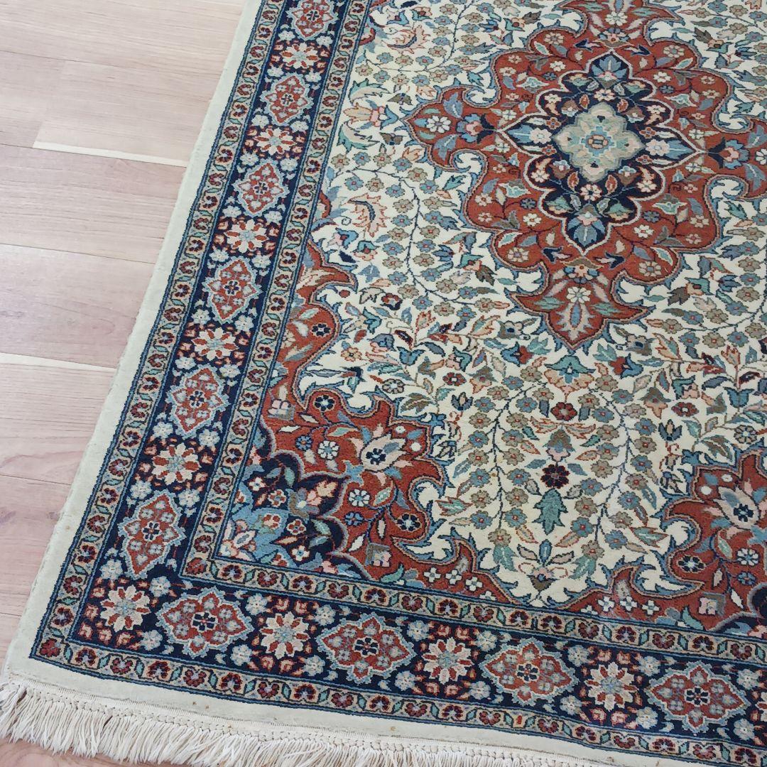 Y2651 高級トルコ絨毯 ウール 手織り 158×96㎝ 小花柄