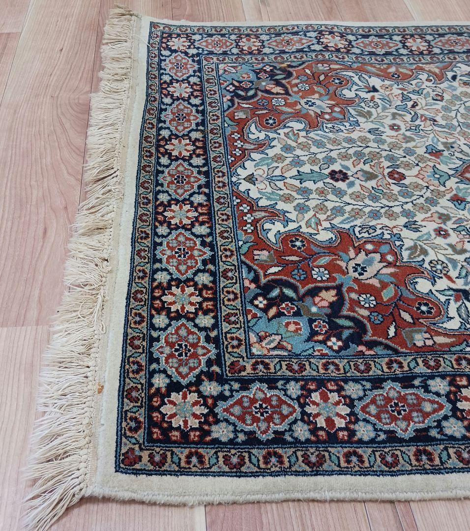 Y2651 高級トルコ絨毯 ウール 手織り 158×96㎝ 小花柄