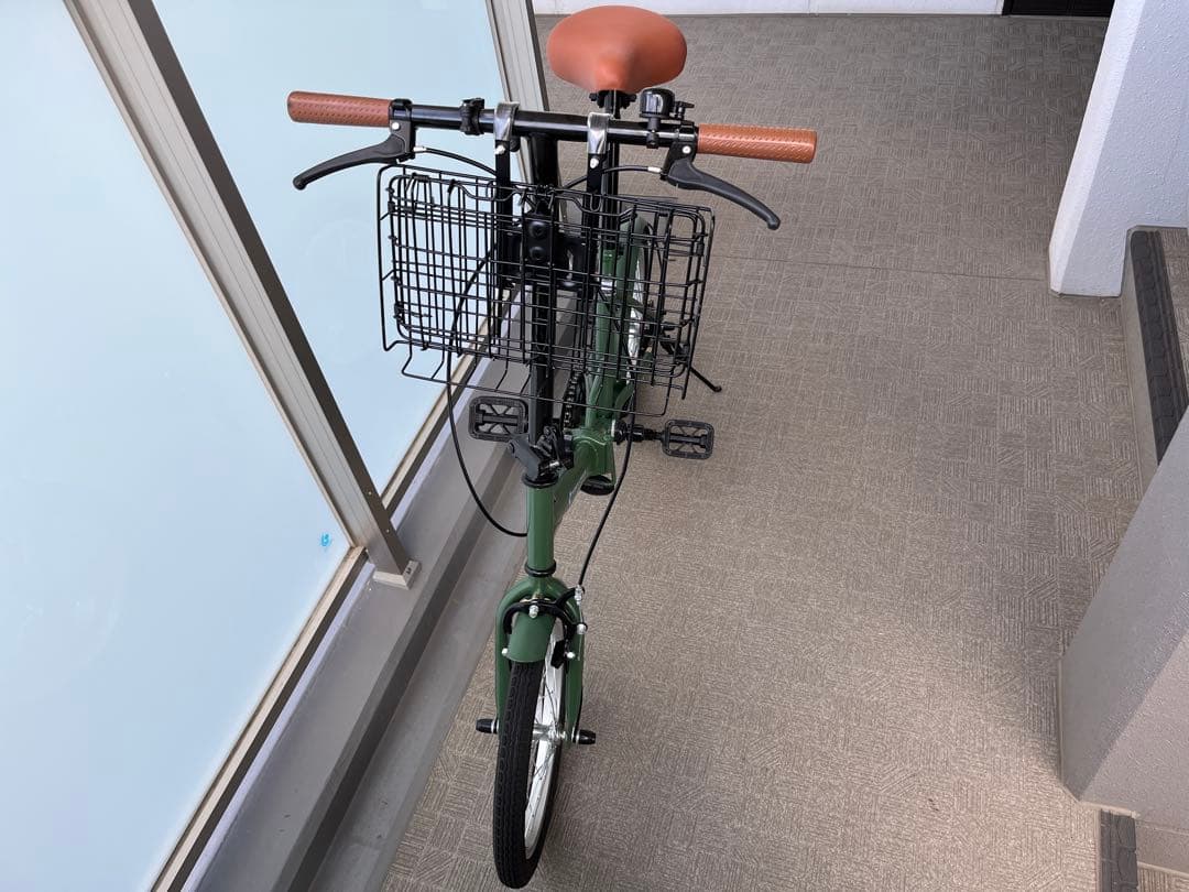 アイジュAIJUグリーンEB16折りたたみ自転車 グリーン バスケット付き