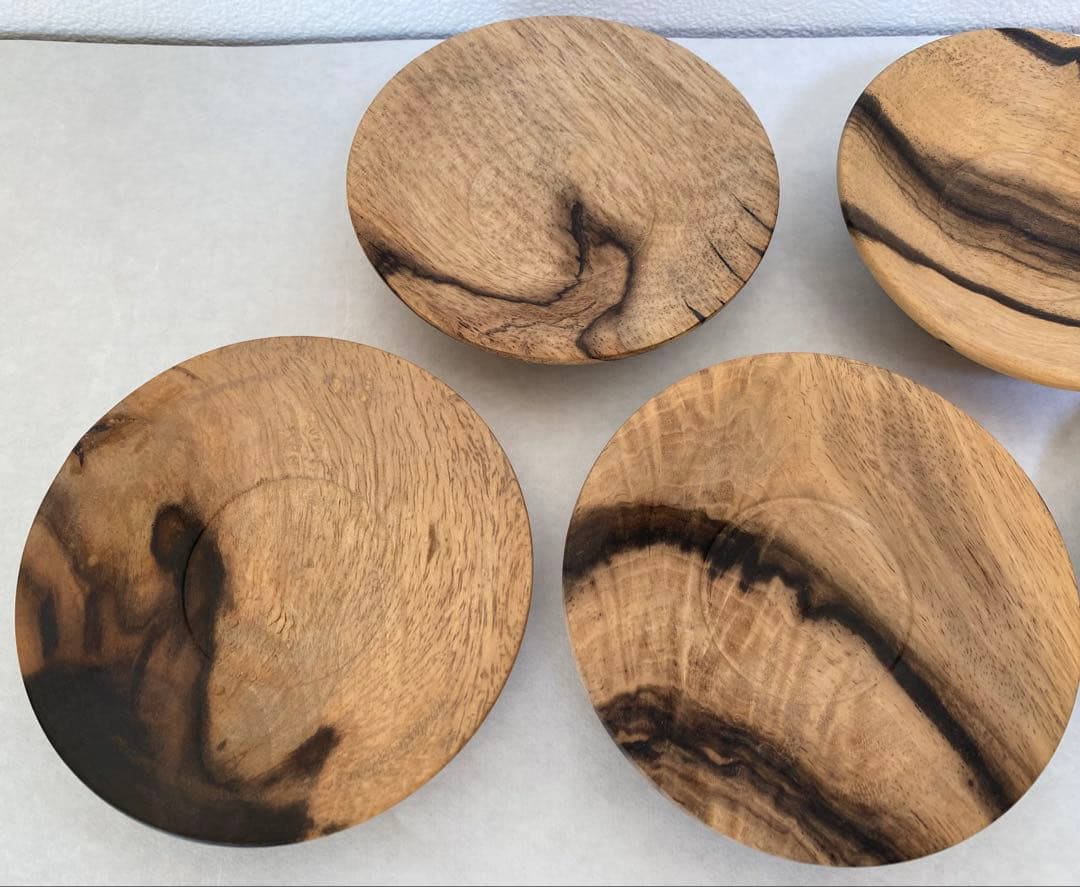 黒柿茶托 5客と茶入れのセット