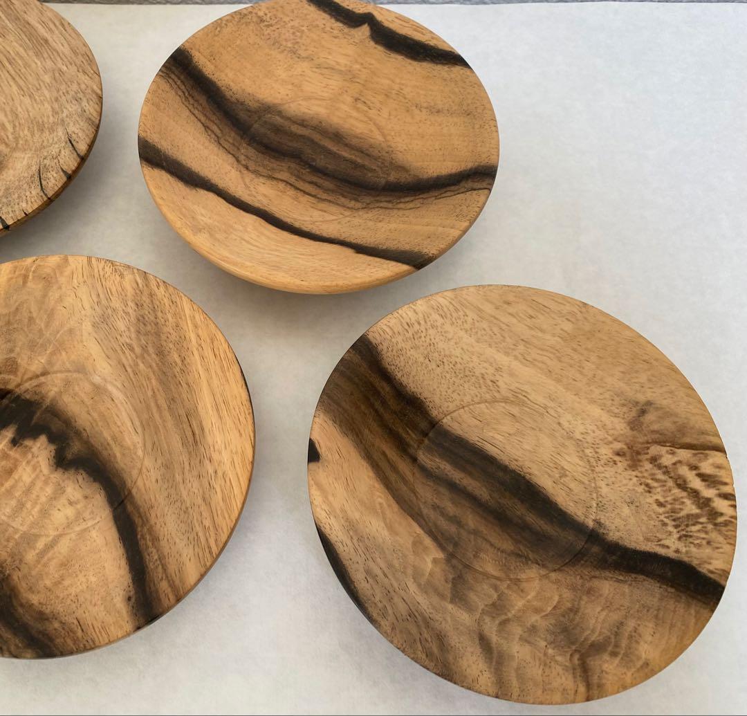 黒柿茶托 5客と茶入れのセット