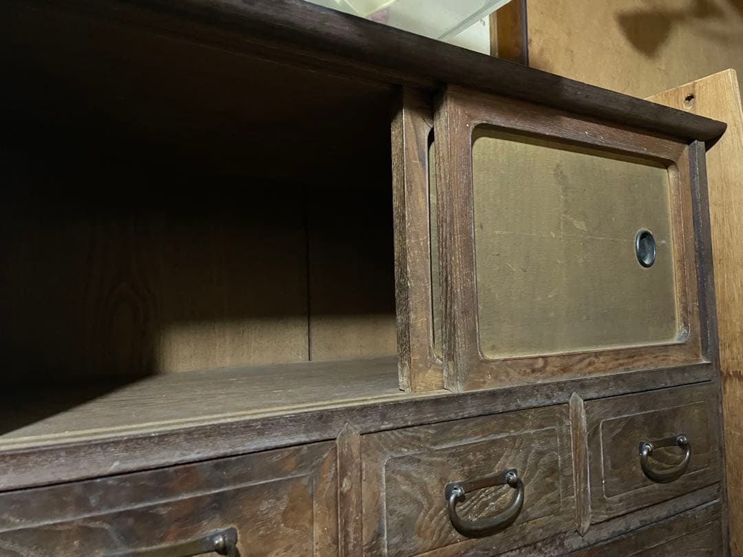 アンティーク家具 木製和風タンス 6引き出し 2扉