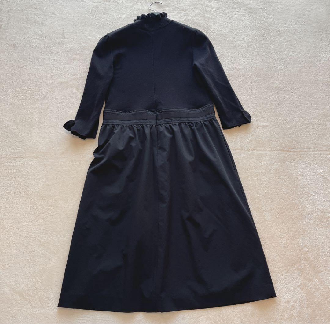 美品 M'S GRACY 2023 ニット タフタ ワンピース ブラック　42