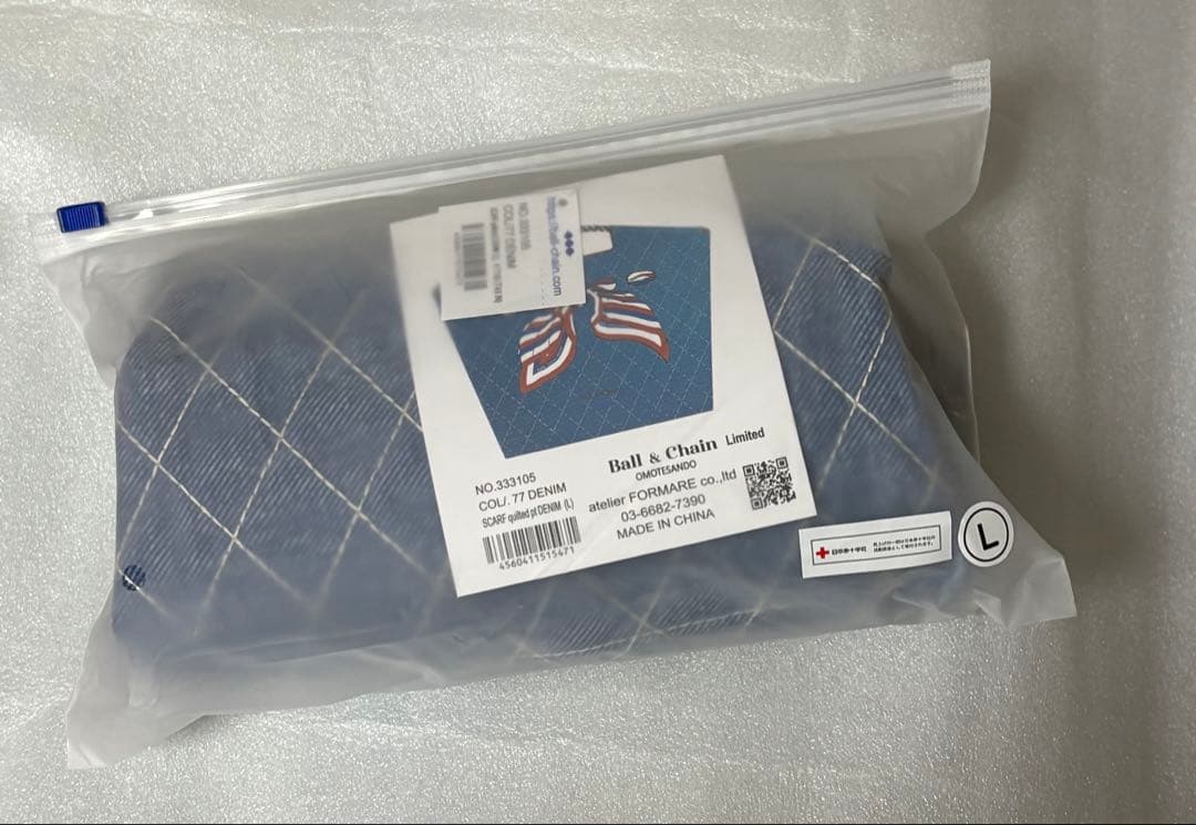 ✨Ball＆Chain スカーフ リボン柄 デニム　Ｌ　表参道店限定　完売　希少