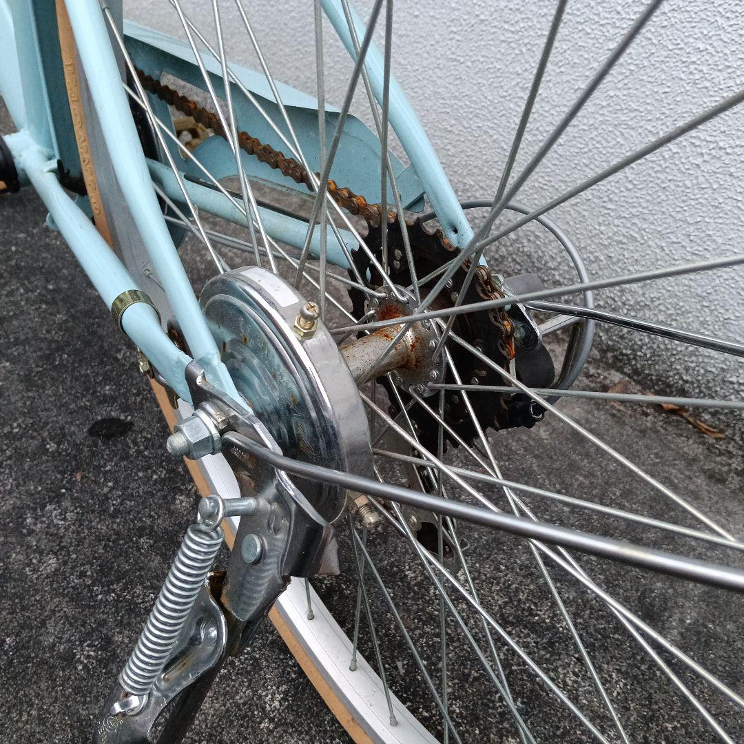 子供用自転車 水色 ブラウンバスケット付き