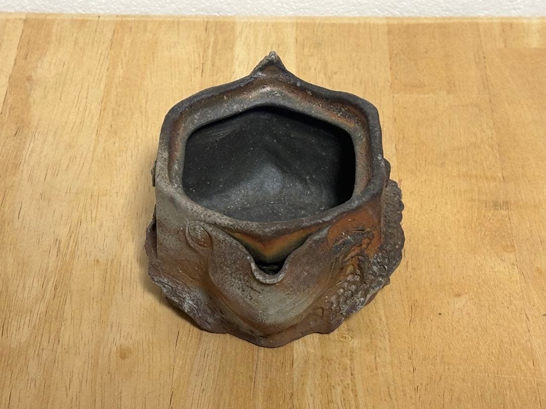 79.備前焼 宝瓶 登り窯 龍 りゅう 六角 手びねり 急須