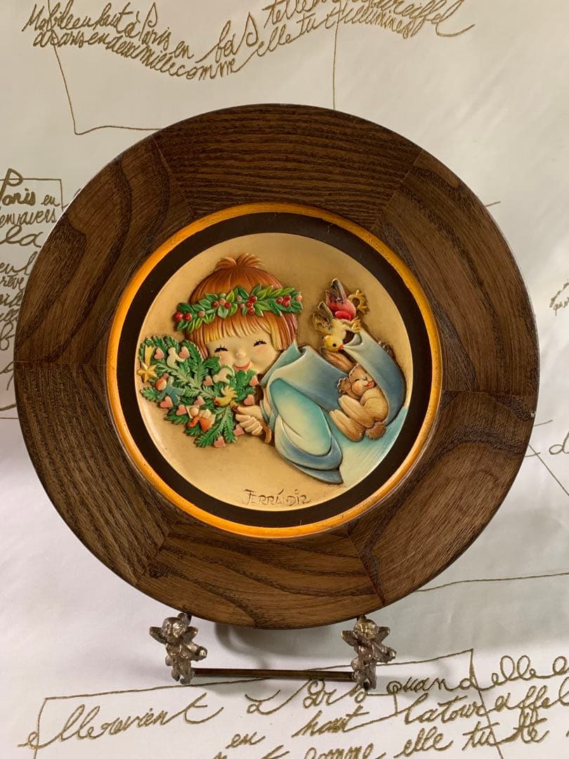 アンリ人形　ビンテージ1977年クリスマス木製プレート！可愛い過ぎます！