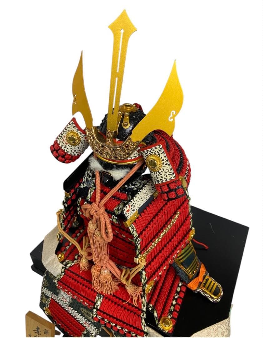 甲冑師 力石甲人作 鎌倉時代　赤糸威大鎧　収納箱付き　五月人形　25ア314