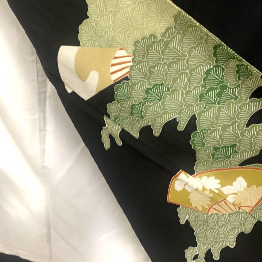 美品　黒留袖　袋帯　￼ 4点フルセット　結婚式　比翼仕立て　礼服　扇　松