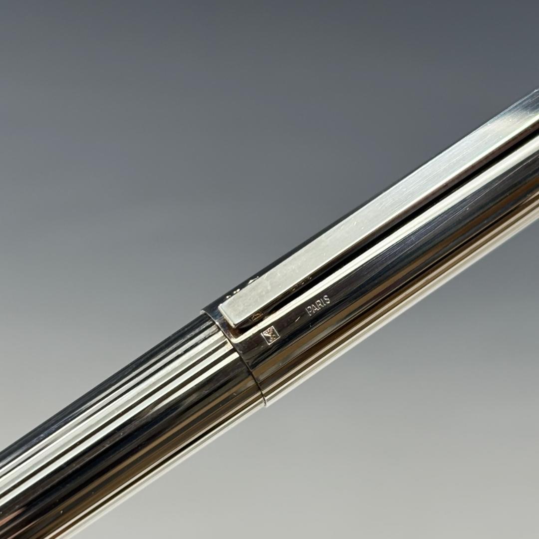 状態良【デュポン/S.T.Dupont本物】万年筆/シルバー/ペン先K18