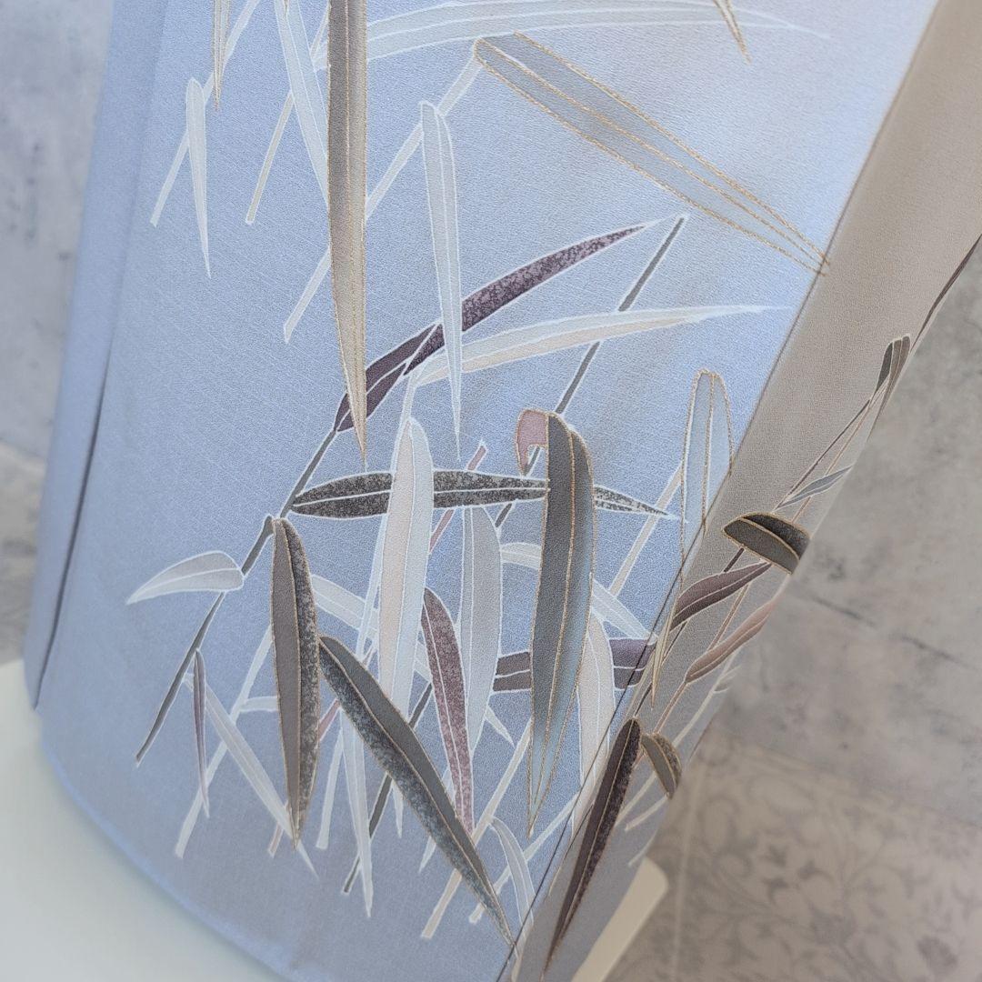 訪問着　フルセット　着物　正絹　笹　友禅　淡いベージュブラウン　金彩加工　O7