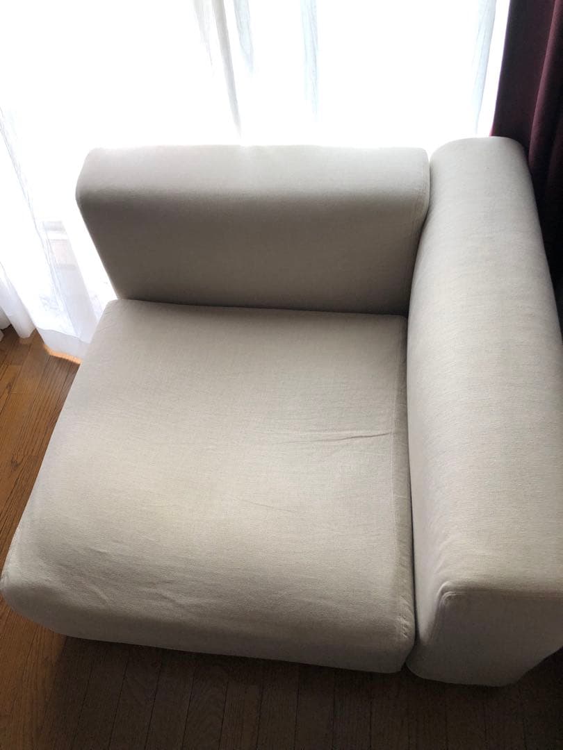 無印の旧型ユニットソファー大&麻綿平織カバー付き