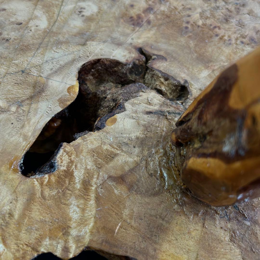 こぶ 無垢 一枚板 天然木 座卓 ローテーブル 鉢台 b