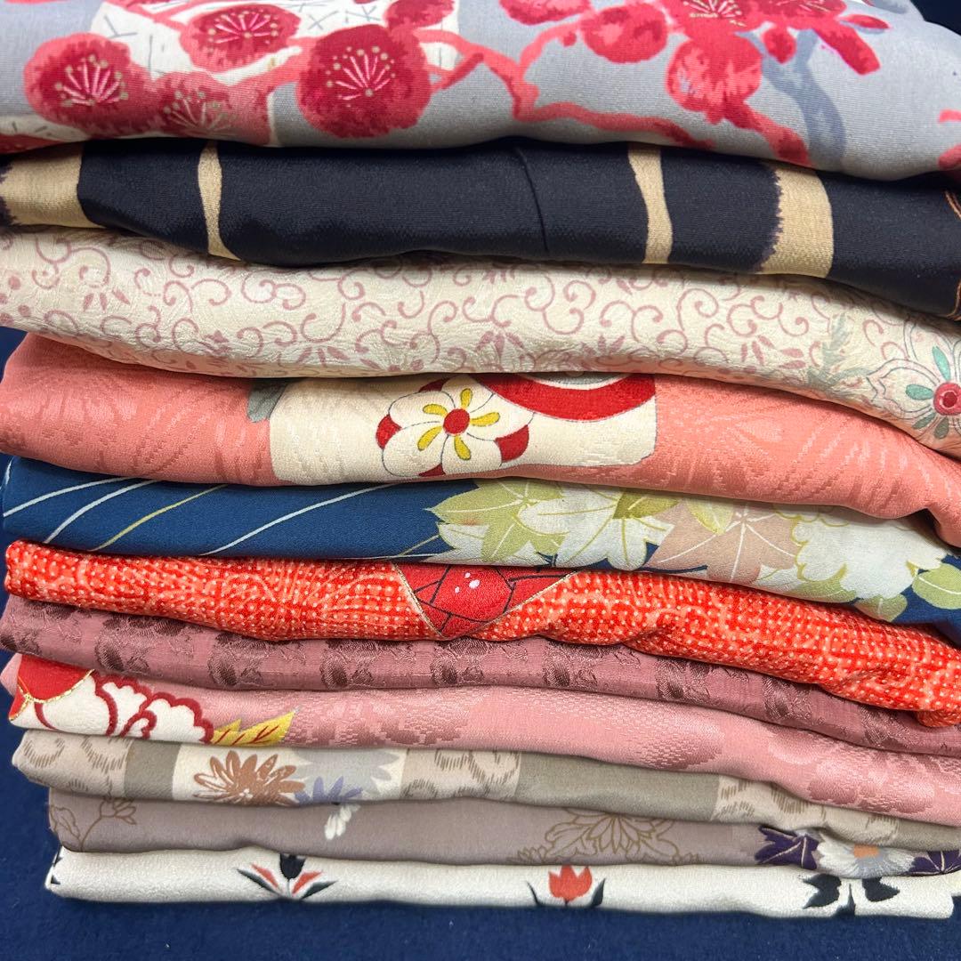 J-22アンティーク着物色々12枚おまとめ売り材料リメイク