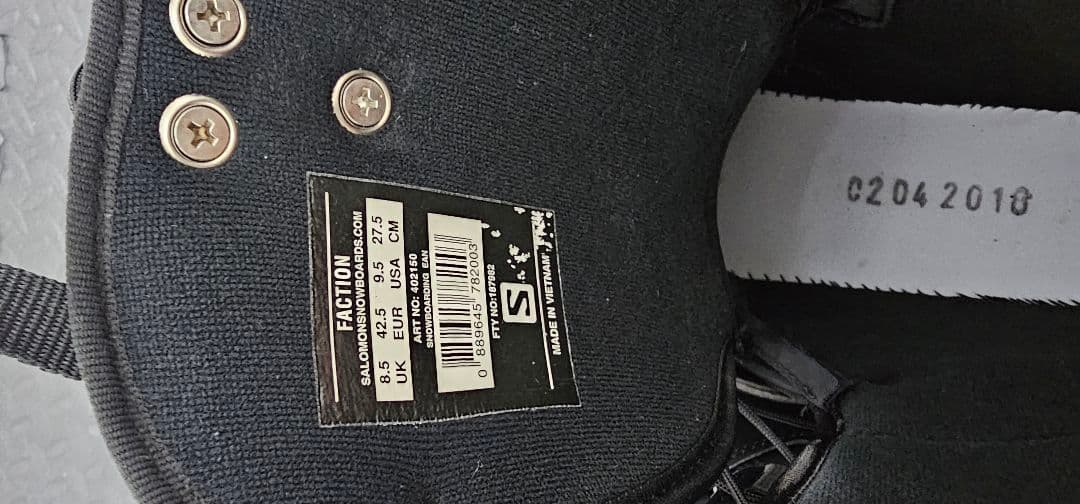 【美品】サロモン SALOMON FACTION スノーボードブーツ 27.5