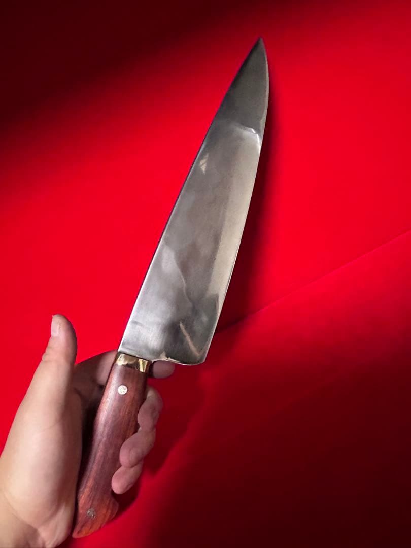 01473 包丁　洋牛刀　本焼　富士山波紋　スウェーデン鋼K990 鏡面仕上げ