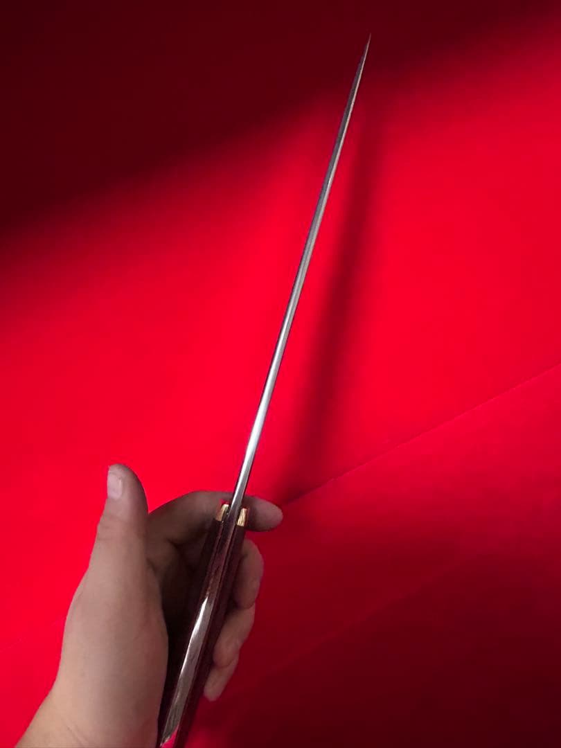 01473 包丁　洋牛刀　本焼　富士山波紋　スウェーデン鋼K990 鏡面仕上げ