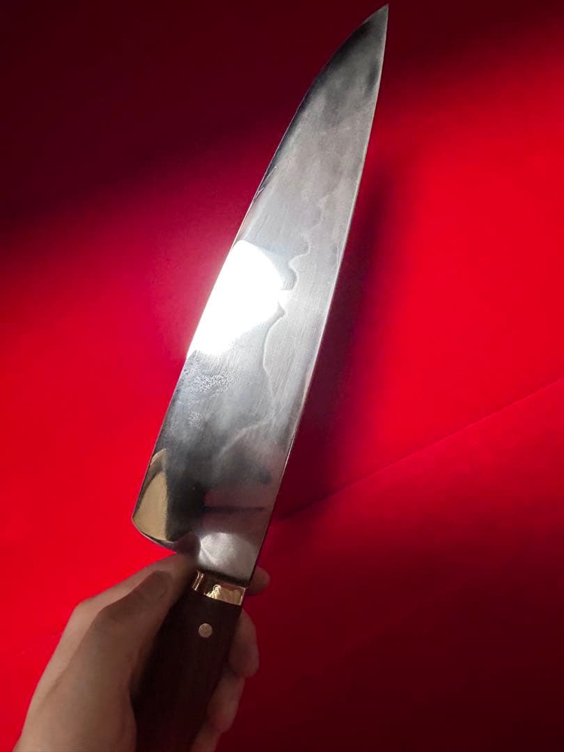 01473 包丁　洋牛刀　本焼　富士山波紋　スウェーデン鋼K990 鏡面仕上げ