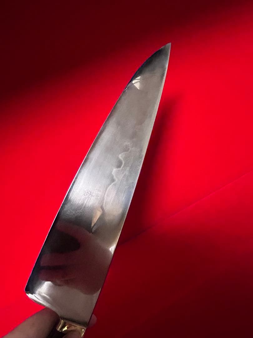 01473 包丁　洋牛刀　本焼　富士山波紋　スウェーデン鋼K990 鏡面仕上げ